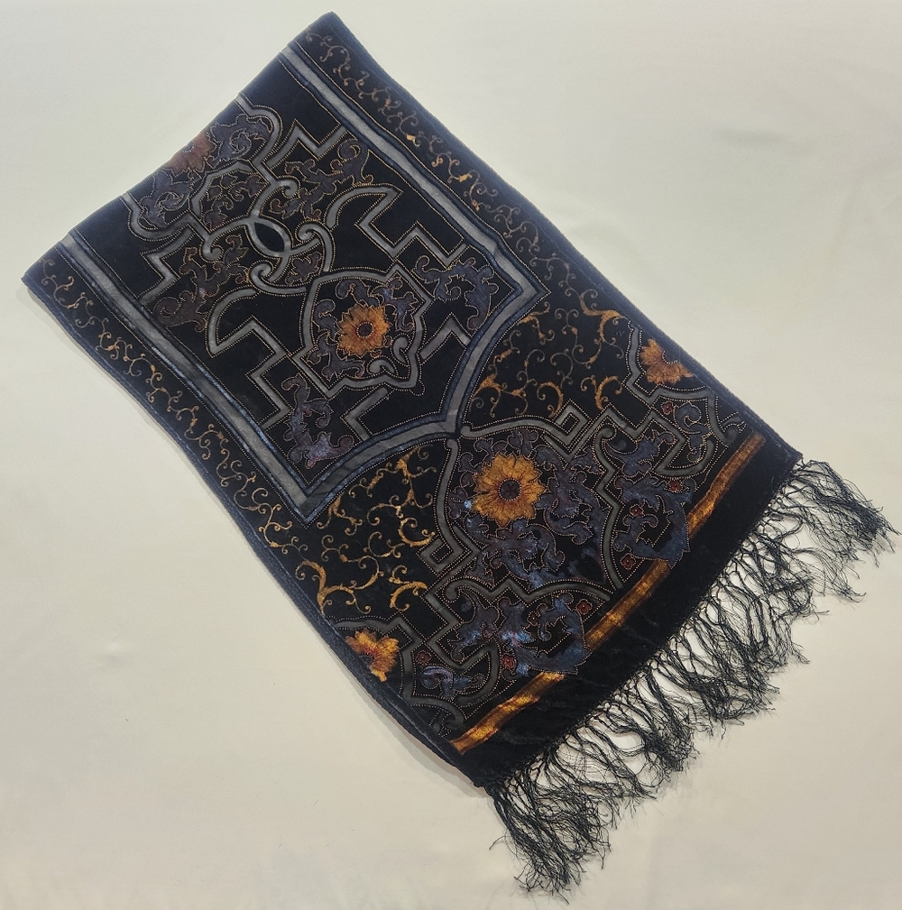 Burnout Velvet Silk Scarf Celtic Floral Pattern